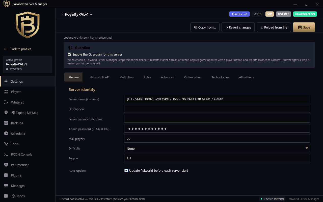 settings editor · all 122 settings as a form